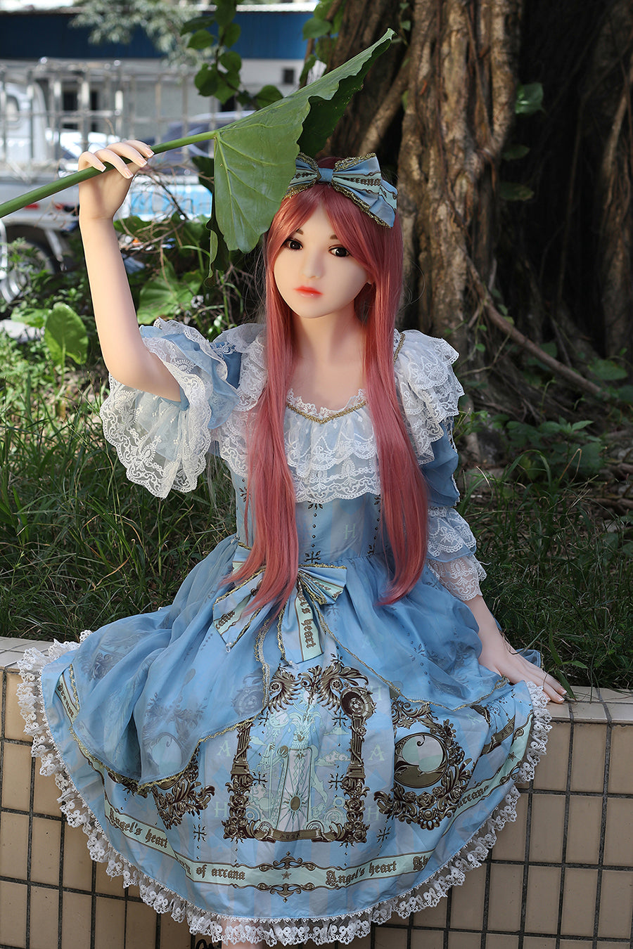 Wunderschöne japanische Liebespuppe 140 cm große Sexpuppe mit lila Haaren