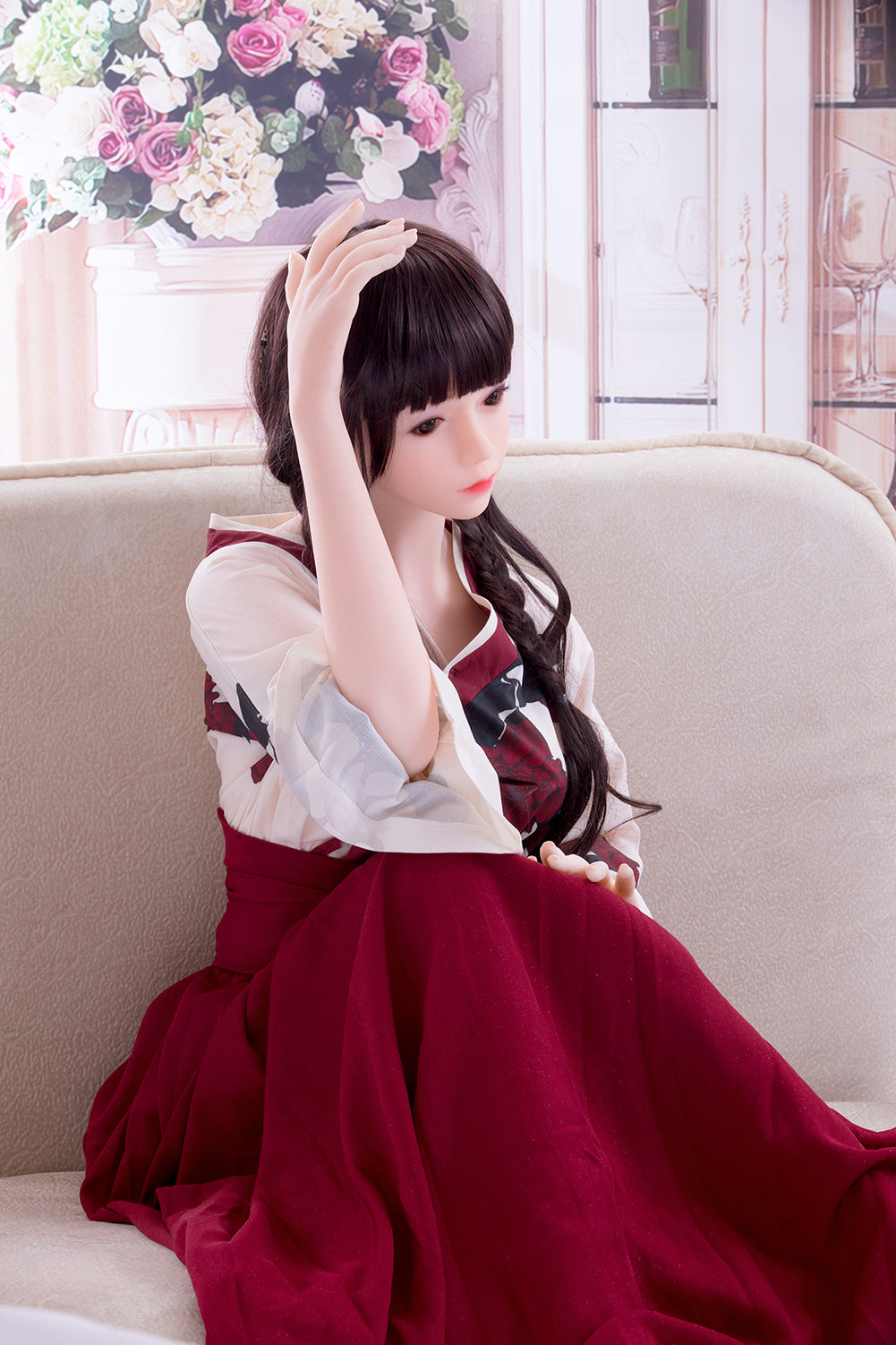 Kleinbrüstige SY Doll Siidayia japanische Sexpuppe mit lila Haaren