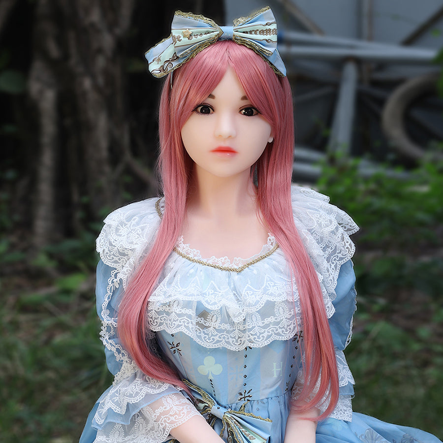 Wunderschöne japanische Liebespuppe 140 cm große Sexpuppe mit lila Haaren