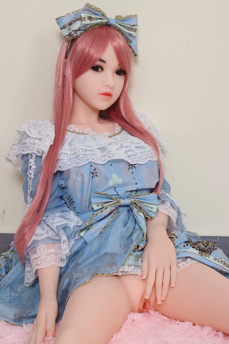 Wunderschöne japanische Liebespuppe 140 cm große Sexpuppe mit lila Haaren