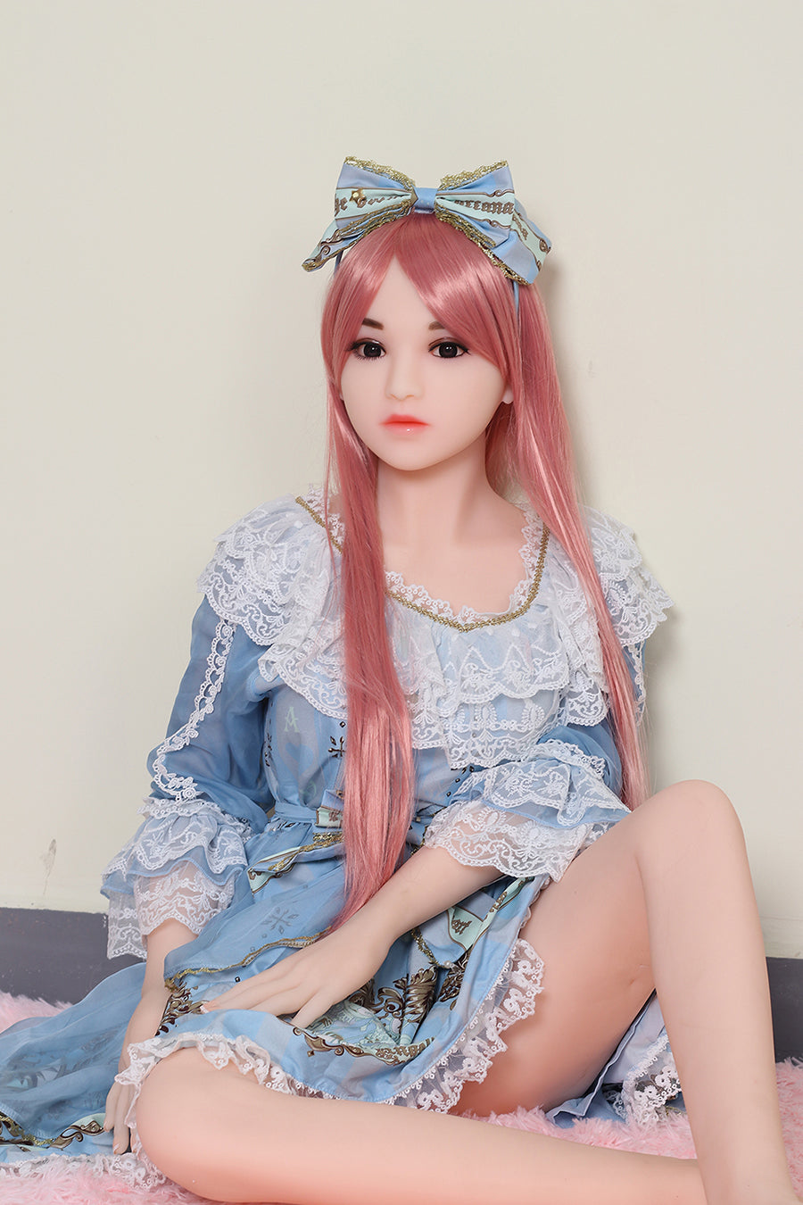 Wunderschöne japanische Liebespuppe 140 cm große Sexpuppe mit lila Haaren