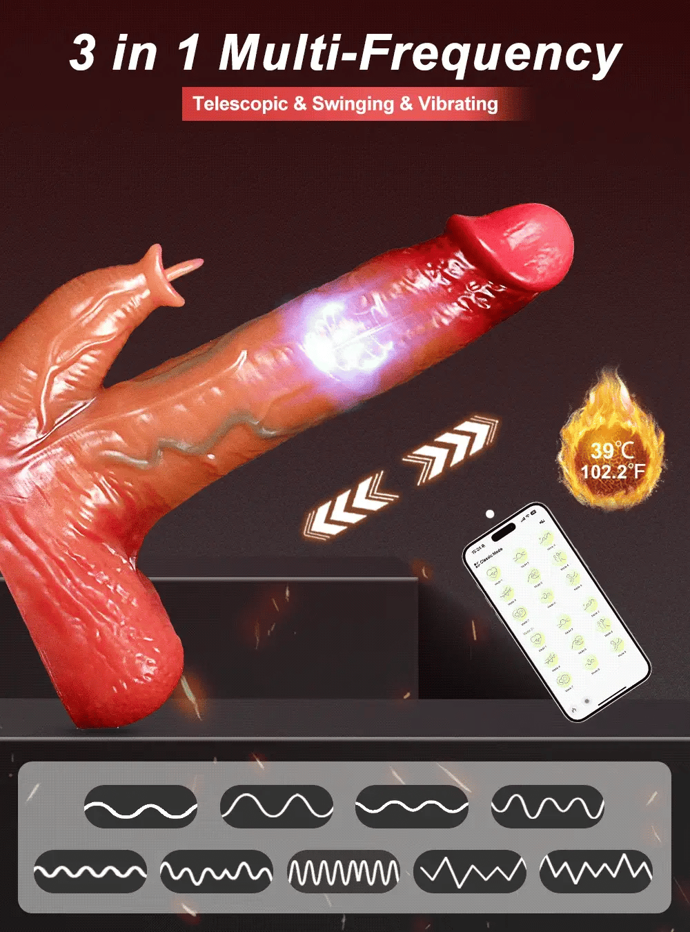 Dildo Vibrator Sexspielzeug Masturbator mit Wärme, Stoß, Rotation und App