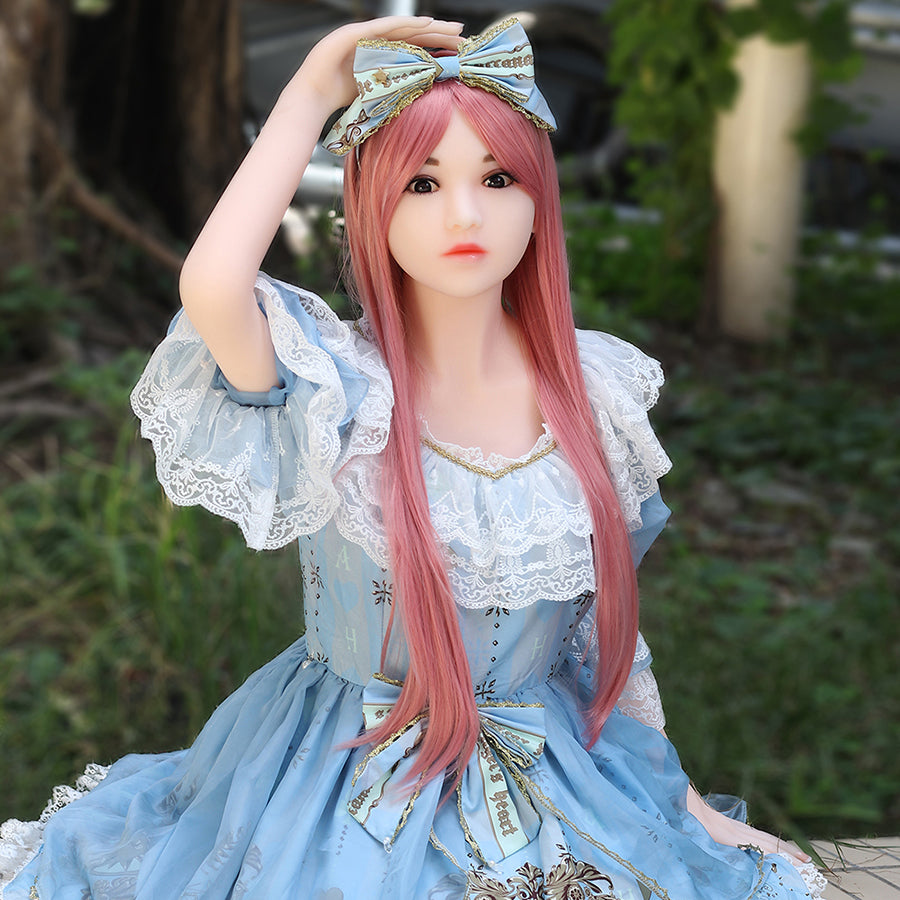 Wunderschöne japanische Liebespuppe 140 cm große Sexpuppe mit lila Haaren
