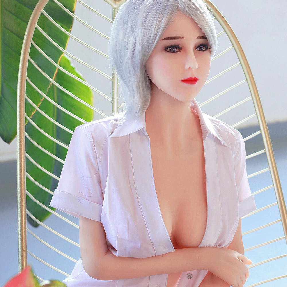 165 cm große hellhäutige asiatische Sexpuppe mit weißen kurzen Haaren SY Doll AMY