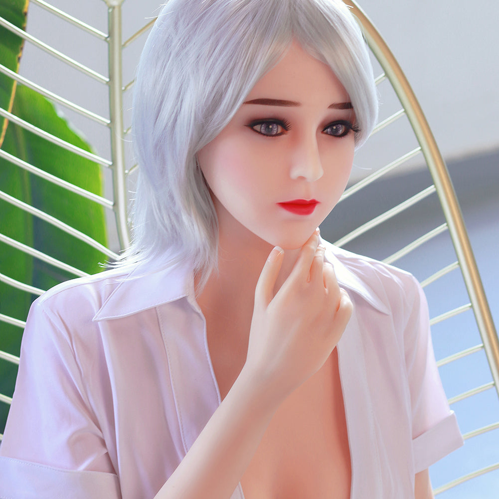 165 cm große hellhäutige asiatische Sexpuppe mit weißen kurzen Haaren SY Doll AMY