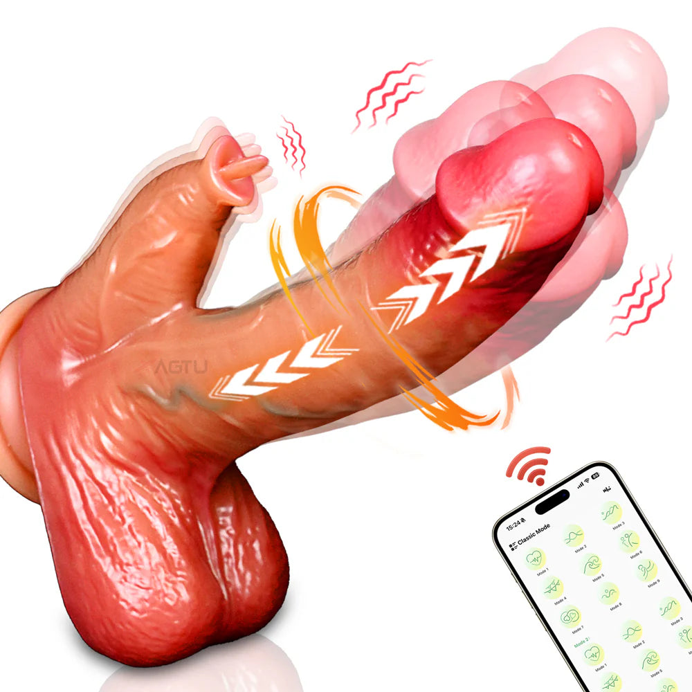 Dildo Vibrator Sexspielzeug Masturbator mit Wärme, Stoß, Rotation und App