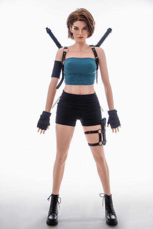 164 cm große Sexpuppe mit hellhäutigem Silikonkopf und TPE-Körper kurzhaarige Kriegerin