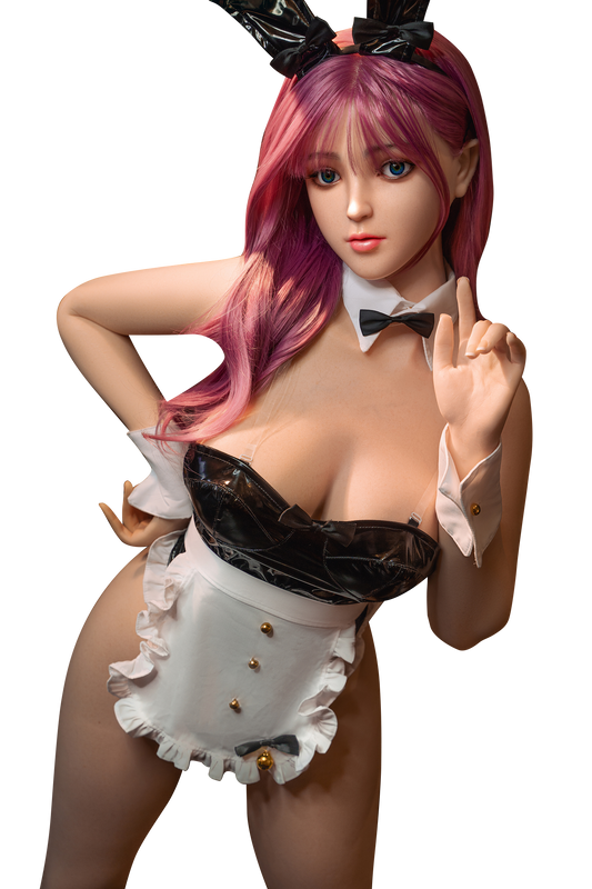 158 cm große D Cup Ganzkörper Liebespuppe aus Silikon mit rosa Haaren