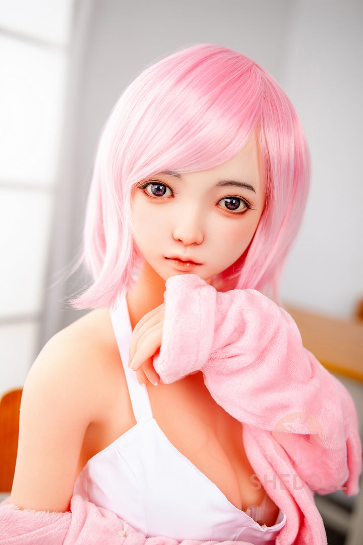 148 cm große japanische junge Liebespuppe mit rosa Haaren