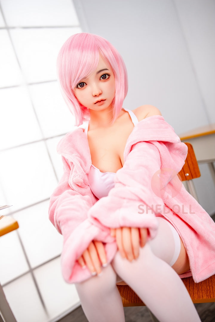 148 cm große japanische junge Liebespuppe mit rosa Haaren