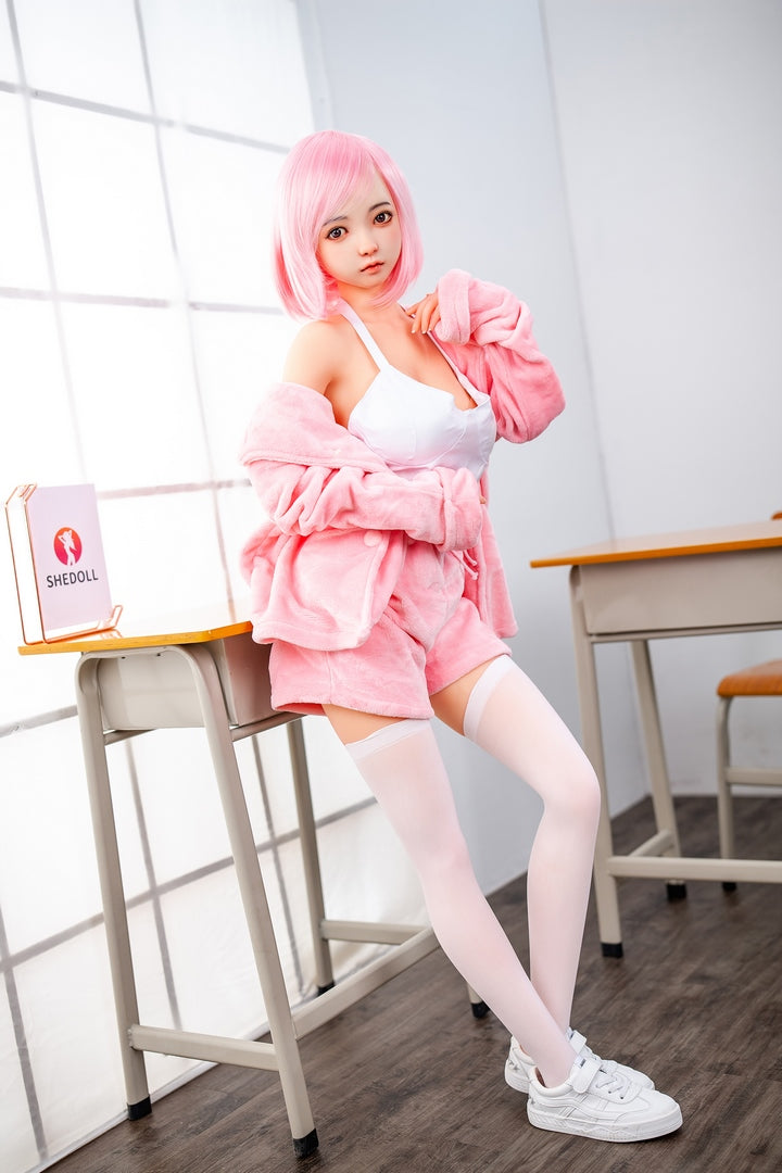 148 cm große japanische junge Liebespuppe mit rosa Haaren