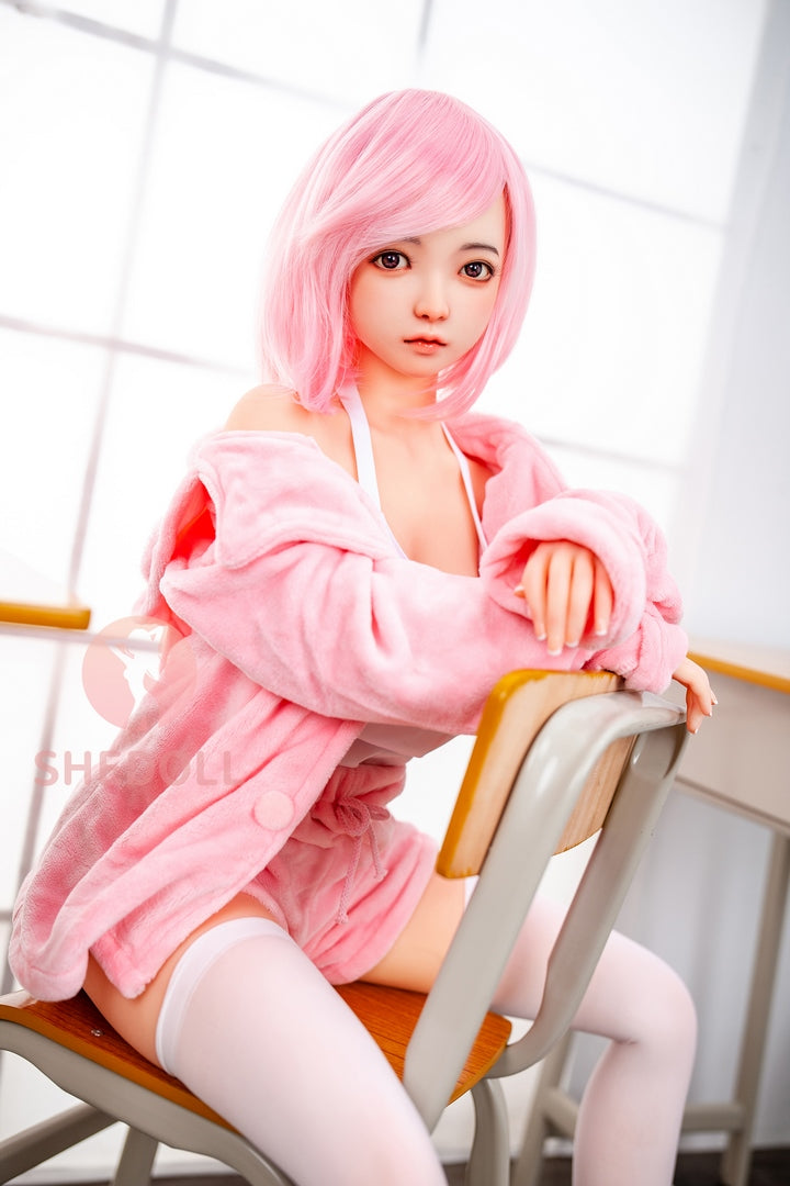 148 cm große japanische junge Liebespuppe mit rosa Haaren