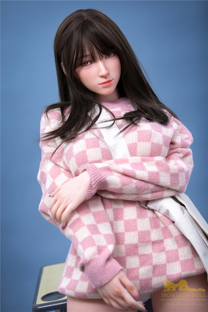 153cm Irontech Silikon Sexpuppe Japanische Liebespuppe mit schwarzen langen Haaren