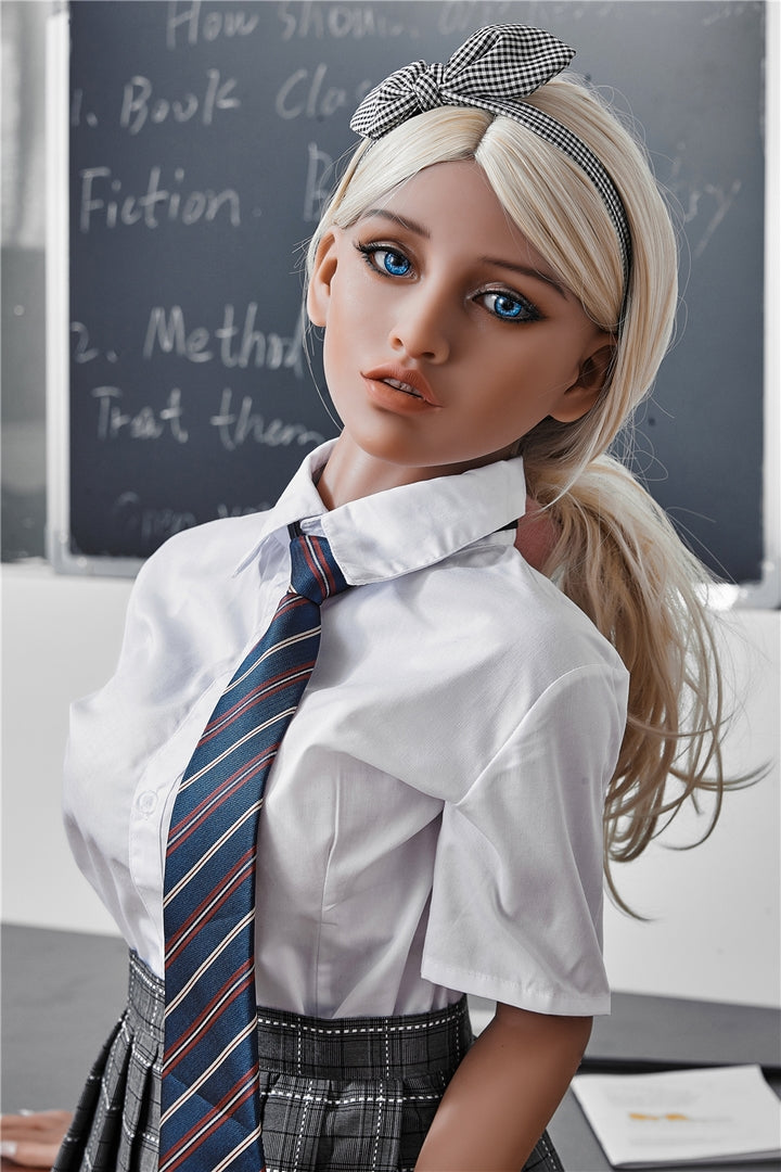 Thalia silver hair Teen 150cm TPE Sexpuppe Flache Titten Liebespuppe