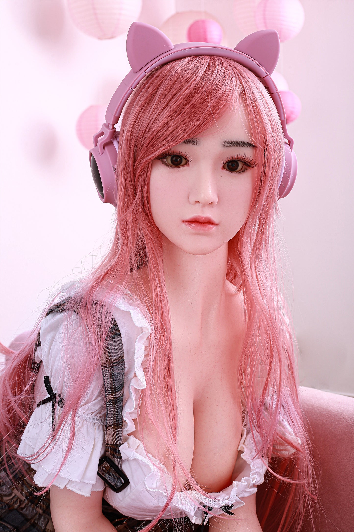 NANCY-163CM rosa Haare reine und schöne Jade Mädchen Silikon realistische Liebespuppe
