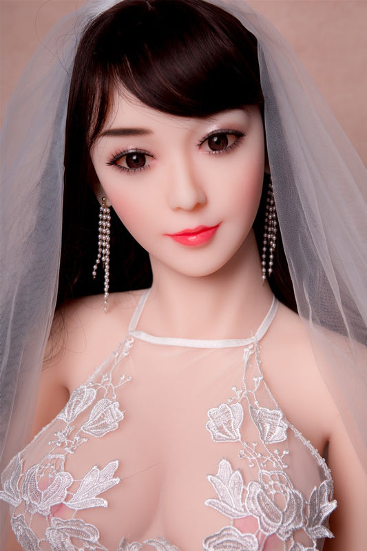 Schöne 140 cm große Mini Sex Doll im Hochzeitskleid