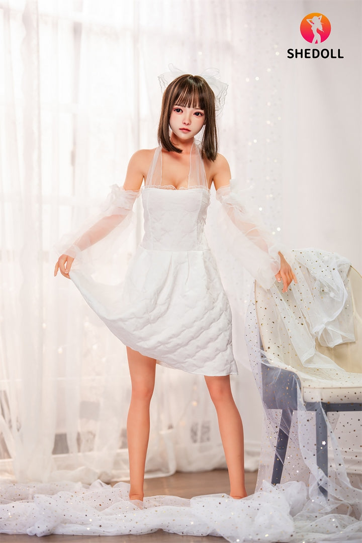 SHE DOLL 148 cm orientalische Jugend liebespuppe Luo Yi trägt ein weißes Gazekleid