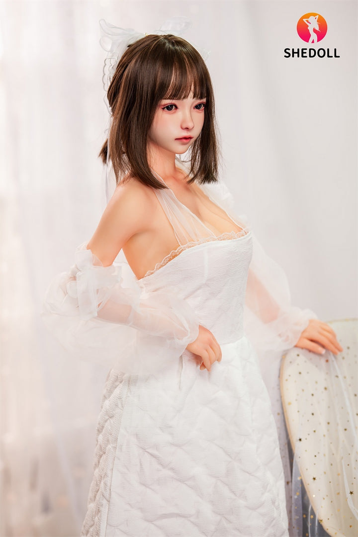 SHE DOLL 148 cm orientalische Jugend liebespuppe Luo Yi trägt ein weißes Gazekleid