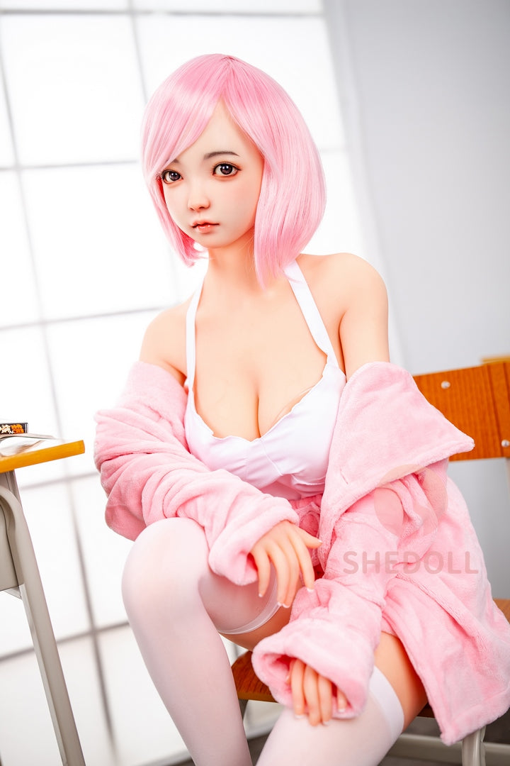 148 cm große japanische junge Liebespuppe mit rosa Haaren