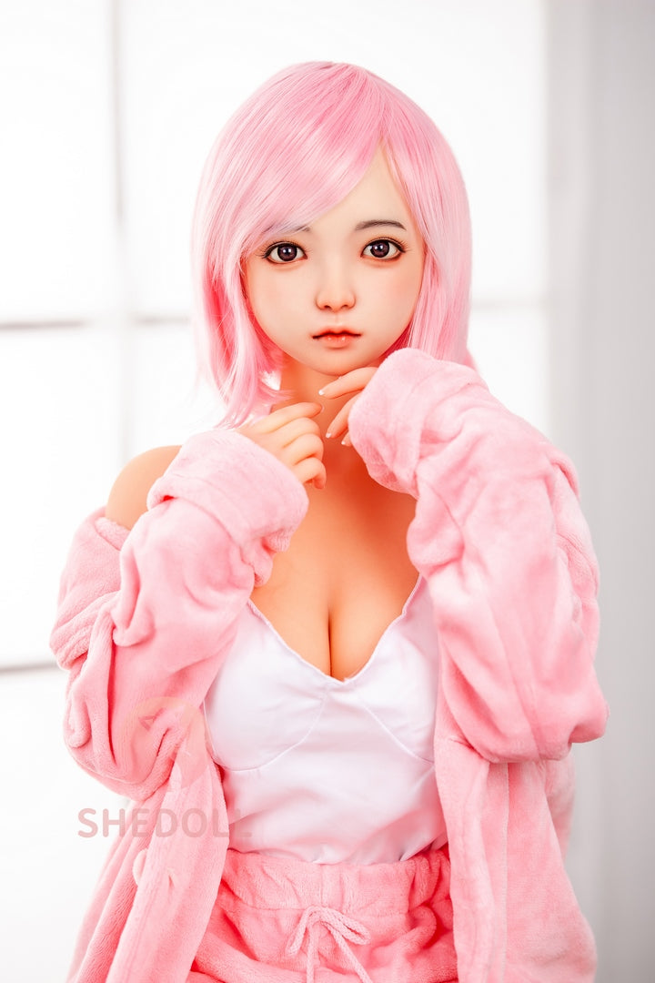 148 cm große japanische junge Liebespuppe mit rosa Haaren
