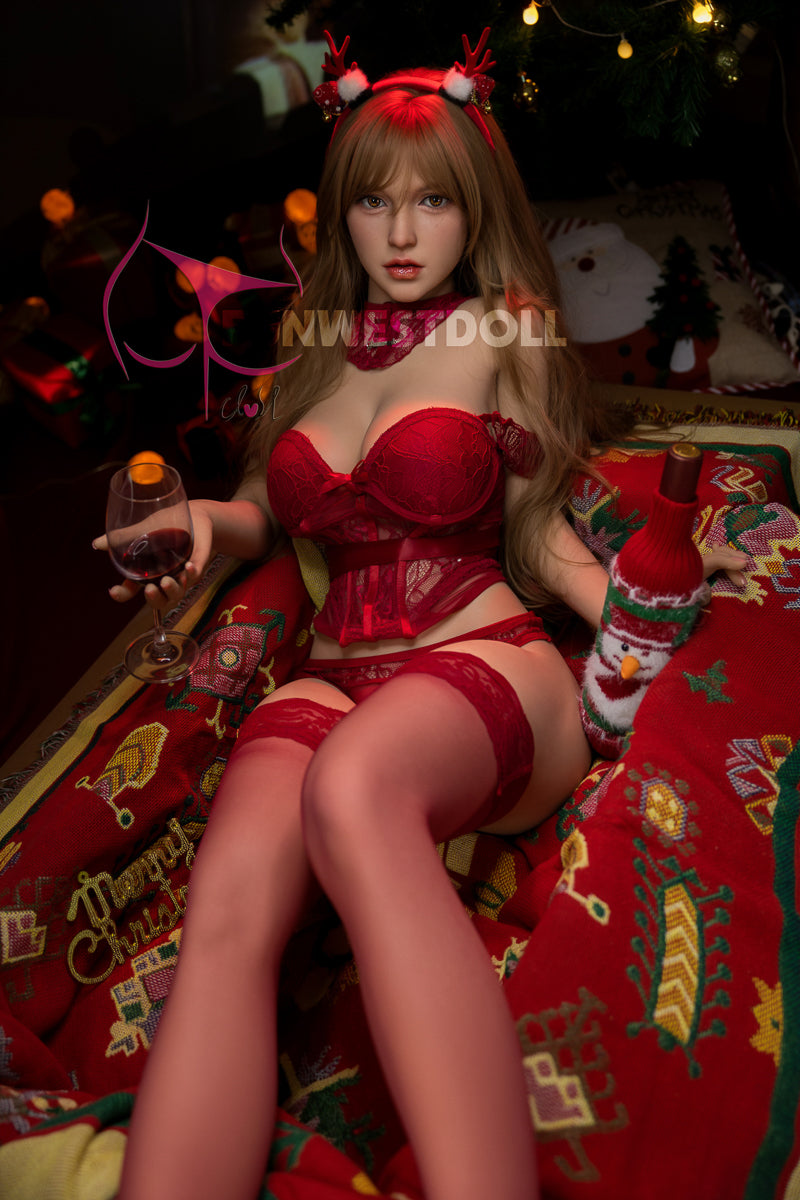 F Cup Sexy Lifelike Sex Doll 155cm Wearing Red Funwest Doll