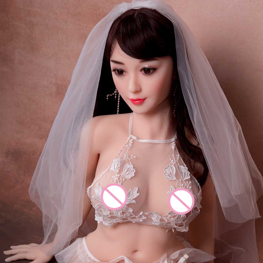 Schöne 145 cm große Mini Sex Doll im Hochzeitskleid