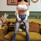 Großbrüstige 170 cm große Sexpuppe mit Körbchengröße G in Jeans