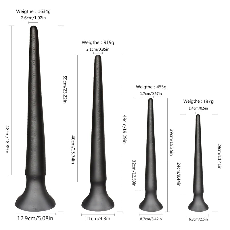 30 - 60cm Schwarz Silikon Dildo