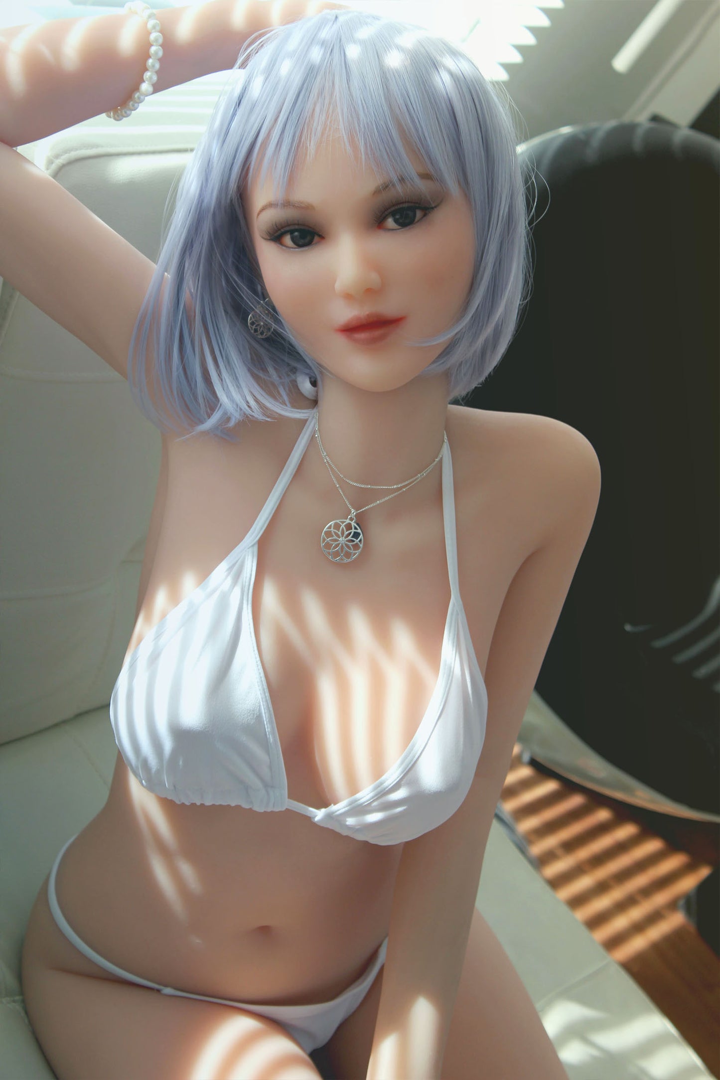 145cm DF Doll White Wig TPE Doll