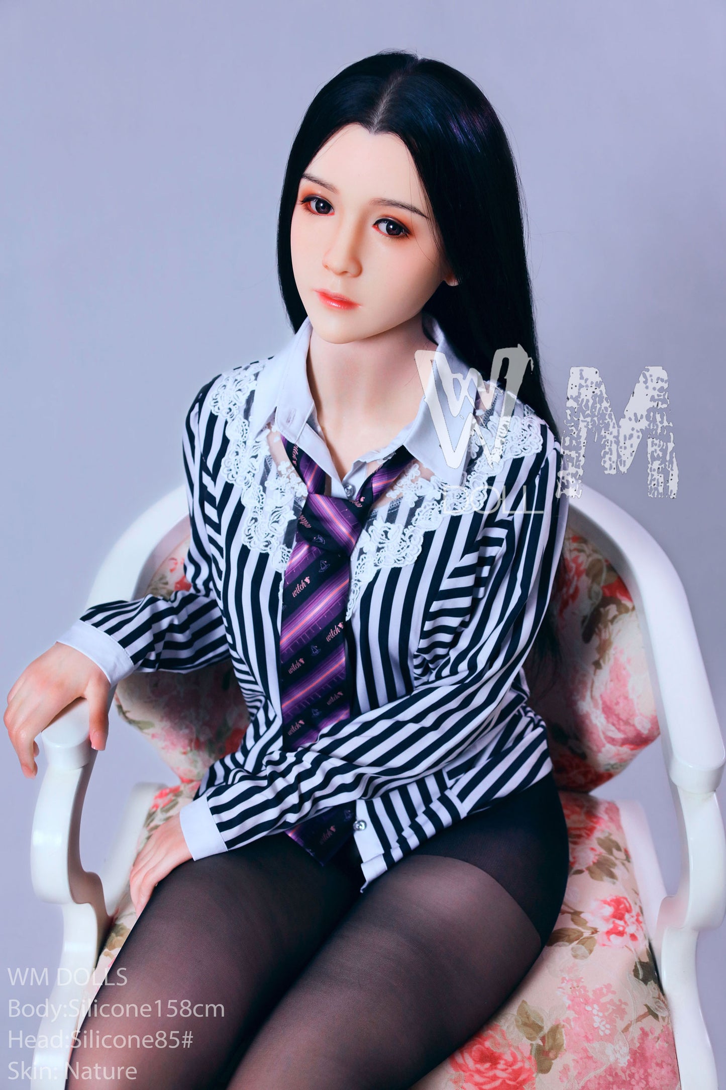 158cm D Cup Black Silk Uniform Premium Silikon puppe Japanische Schönheit